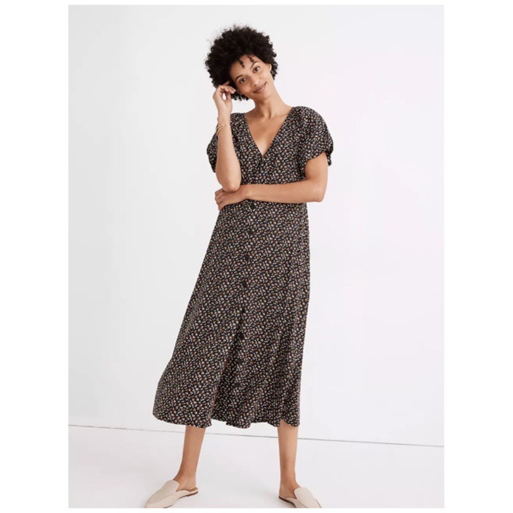NWOT Madewell Floral Button Front Midi Dress in Adorable Ditsy size XXS